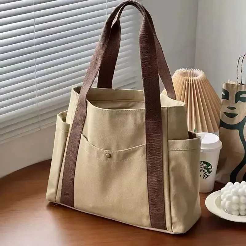Large Capacity Tote Canvas Bag for Work Outgoing High Appearance Commuting Versatile Art Student Clothing Book Shoulder Bag G250729