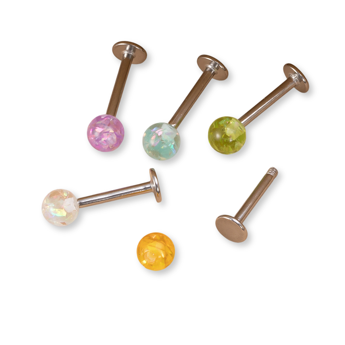 Aobao glitter lip studs, stainless steel ear studs, flat bottomed body piercing jewelry, ear ring wholesale