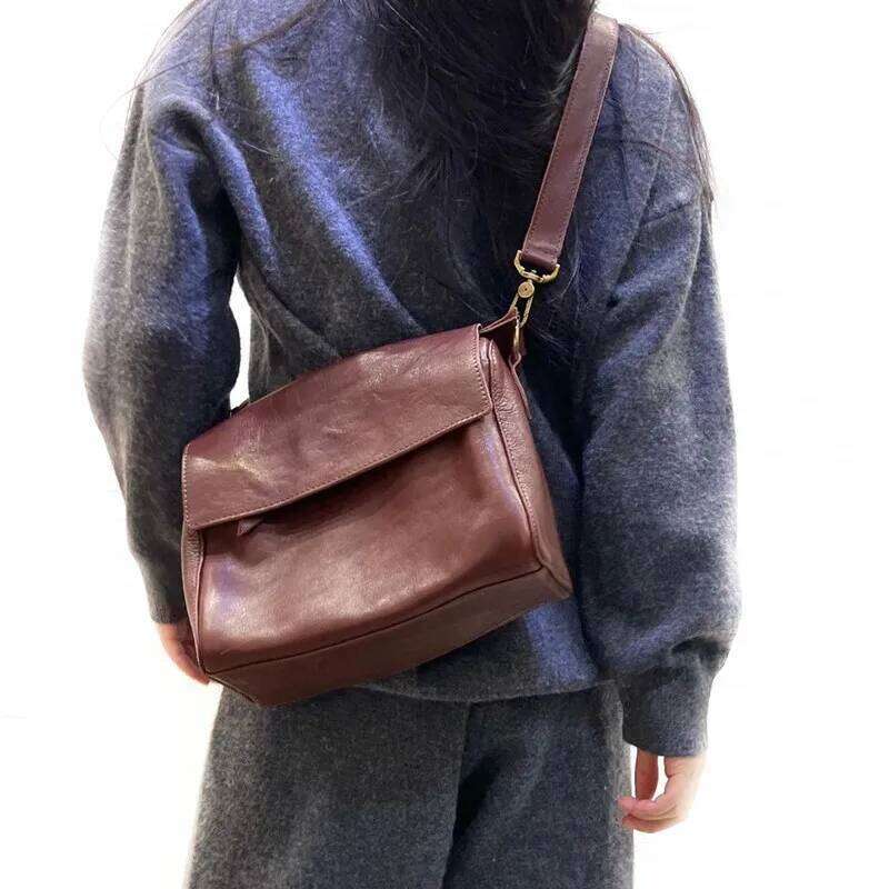 Luxury designer women's retro natural cowhide portable new shoulder crossbody trendy crossbody bag niche