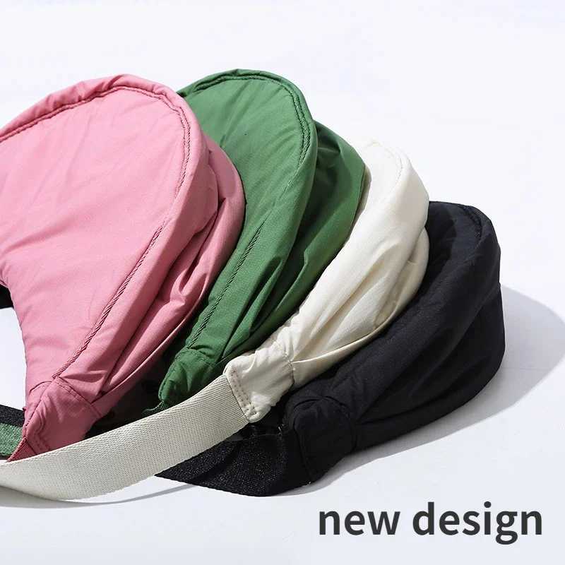 Solid Color Womens Portable Shoulder Bag Simple Female Nylon Cloth Padded Crossbody Bags Travel Purse Handbags Messenger Bag Y250730