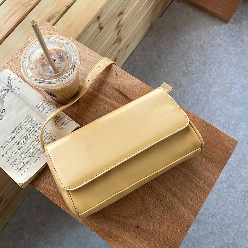 Simple Solid Color Square Womens Shoulder Bag Sweet Fashion Ladies Underarm Bags Casual Pu Leather Female Change Purse Y250730