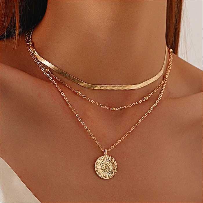 925 Sterling Silver Necklace for Women Gold Silver Color ThreeLayer Round Pendant Necklaces Wedding Engagement Jewelry Z250731 Z250910