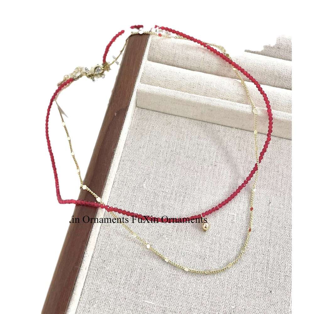 Ultra-fine Minimalist Metal Chain New Niche Necklace High-end Versatile Collarbone Accessory Double-layer Pearl Stacking 14c