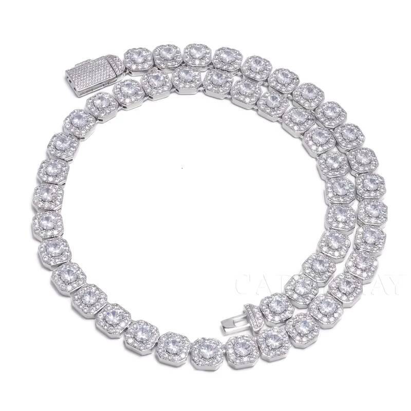 Moissanite 925 Sterling Silver 10mm 12mm Trendy Hip Hop Jewelry Iced Out Rock Candy Tennis Diamond Necklace Tennis Bracelet