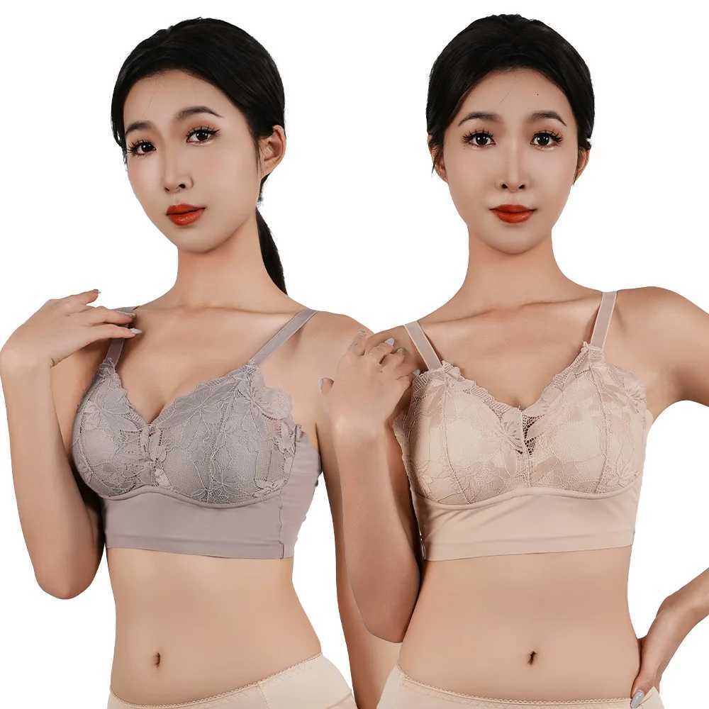 Hot Full Cup Thin Underwear Small Bra Plus Size Wireless Adjustable Lace Womens Bra Breast Cover B C Cup Large Size Lace Bras Z250730