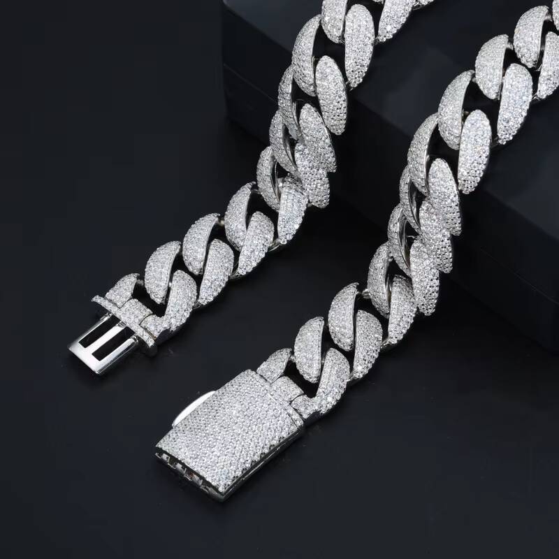 Highly Popular Sparkling Jewelry 18mm Bezel Setting Moissanite 925 Silver Hip Hop Fashion Men Cuban Chain With Certificate