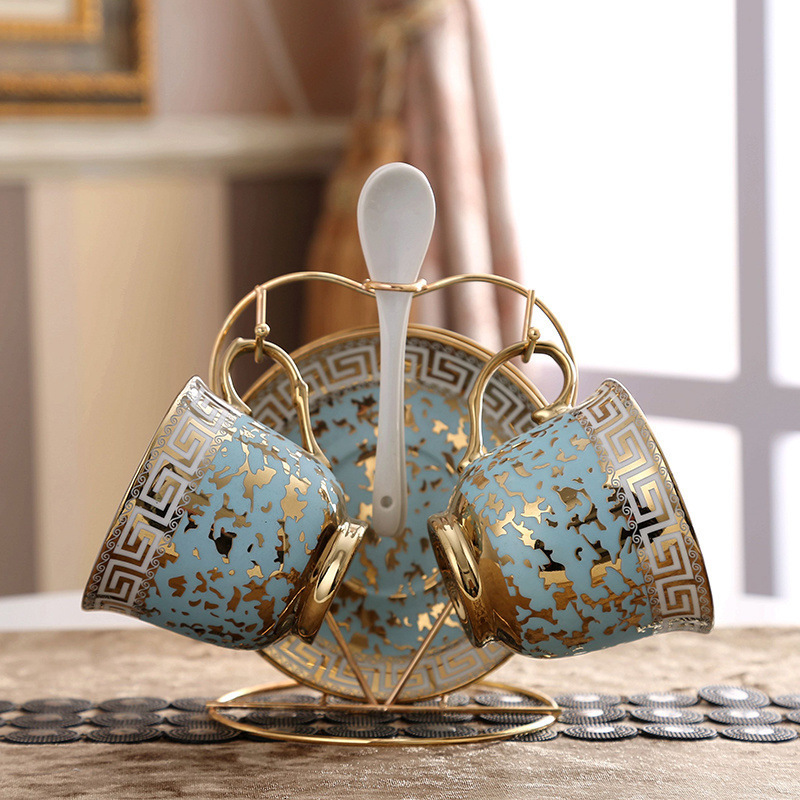 European Luxury Ceramic Coffee Cup Set Creative Tea Set Living Room Household Water Cup Mug Milk Cup 250731