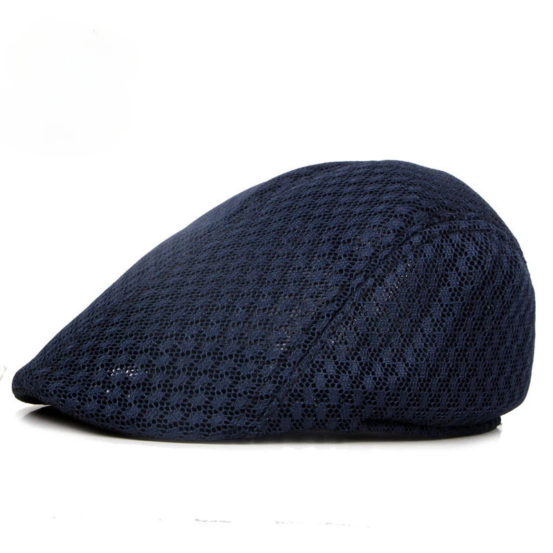 Korean Version of Mens and Womens Berets Solid Color Hollow Mesh Caps Forward Caps Breathable Summer Sun Hats 250729