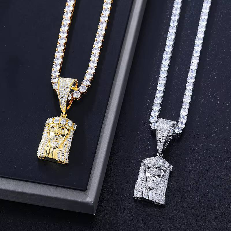 Pass Diamond Tester VVS Moissanite Iced Out Jesus Head Face Pendant Bling 925 Sterling Silver Big Piece Hip Hop Jewelry for Men