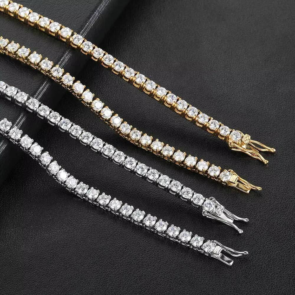 4mm Hip Hop Bling Choker Men Jewelry Iced Out Diamond Stainless Steel CZ Necklace Tennis Chain