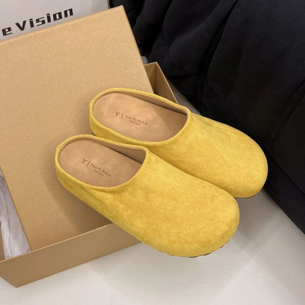 Free shipping designer Boken slippers, thick-soled women's outerwear, spring one-step retro bun, lazy people's height-increasing outerwear