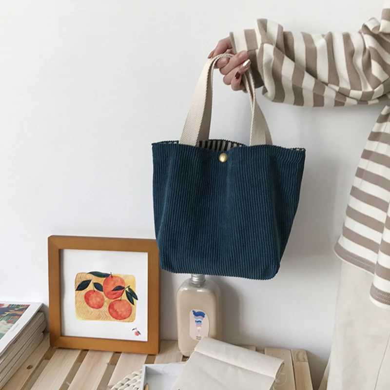 New Style Simple Corduroy Small Square Handbag Ins Fashion Trend Handbag For Women Lunch Box Food Storage Bags G250729