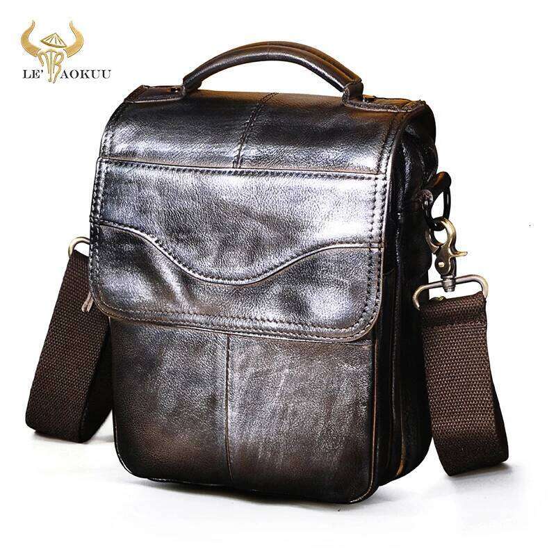 Hot Sale Quality Leather Male Fashion Tote Messenger Design Satchel Cross-body One Shoulder bag 8" Tablet Case For Men 144 OLOEY