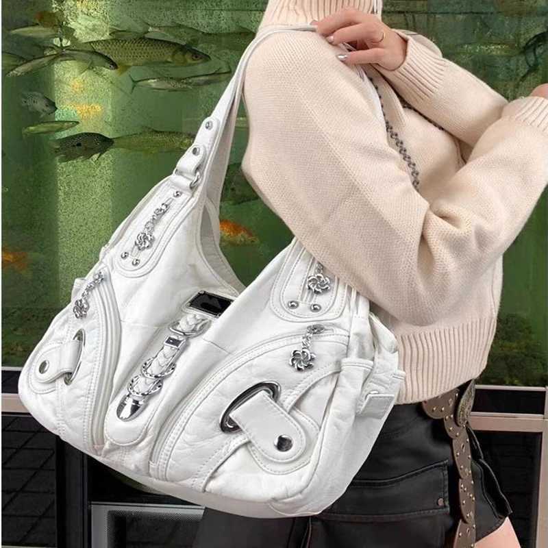 Subculture Large Capacity Womens Handbag Soft Crossbody Fashion Ladies Tote Bag Harajuku Aesthetic Bags Y250730