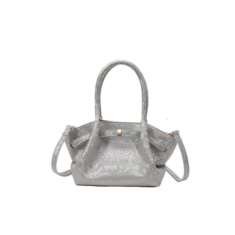 Handbag - Black Serpentine PU Leather Metal Decorative Single Shoulder Crossbody Bag, Fashionable and Versatile Commuter Women's Bag