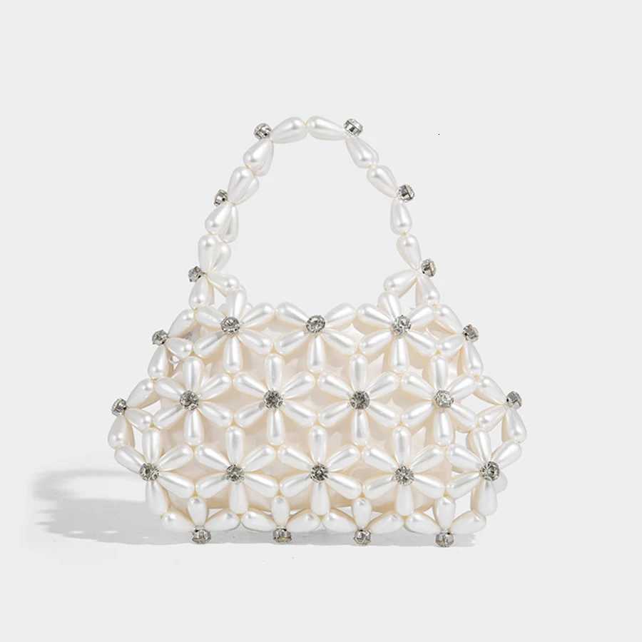 Personalized Beaded Woven Handbags Hollow Out Crystal Shiny Dumpling Cloud Chains Crossbody Bags For Women Summer Beach Clutch Y250730