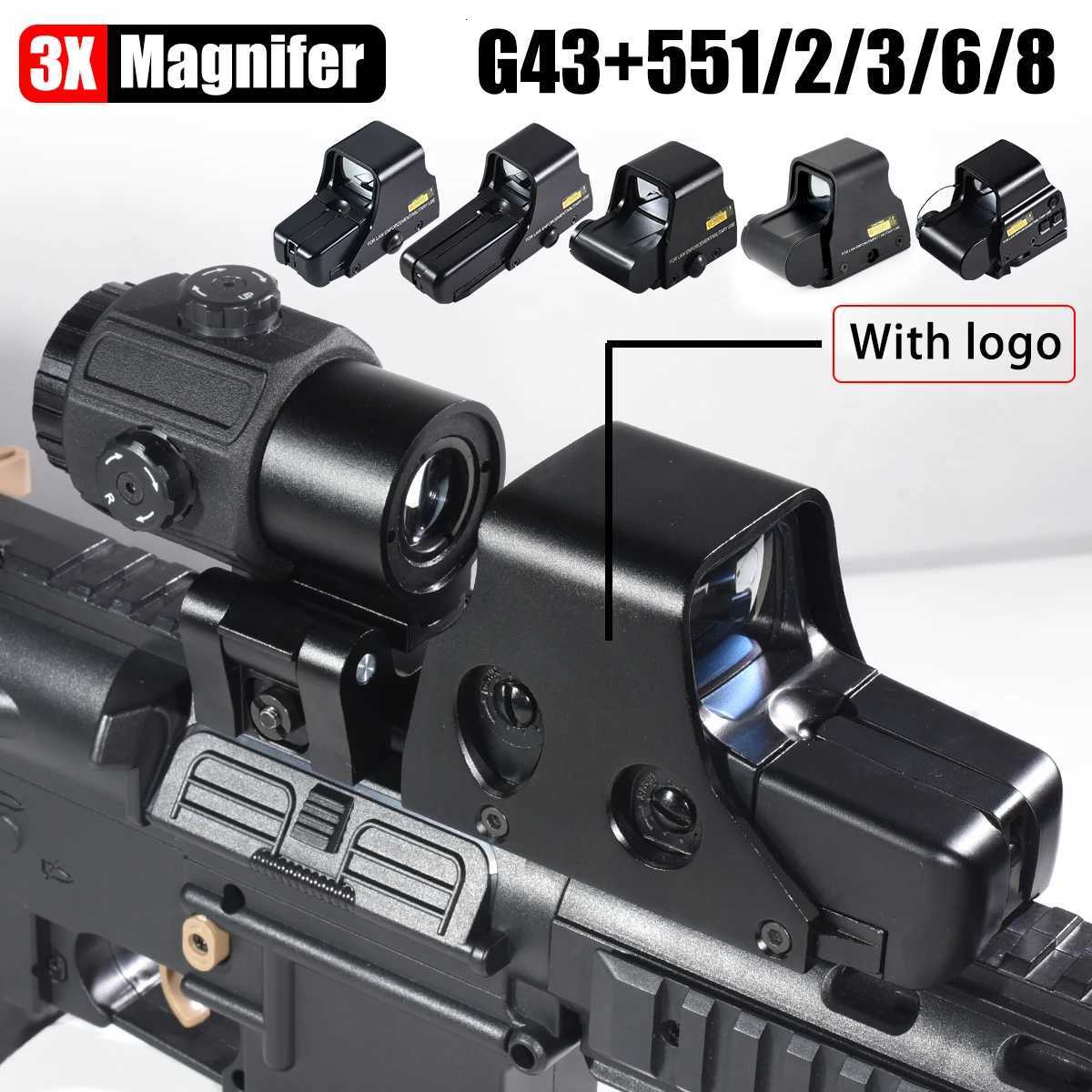 558 G43 3X Magnifier Tactical Combo Sight 551 552 553 Holographic Red Dot Sight Airsoft Hunting Rifle Scope W/20mm Rail R250730