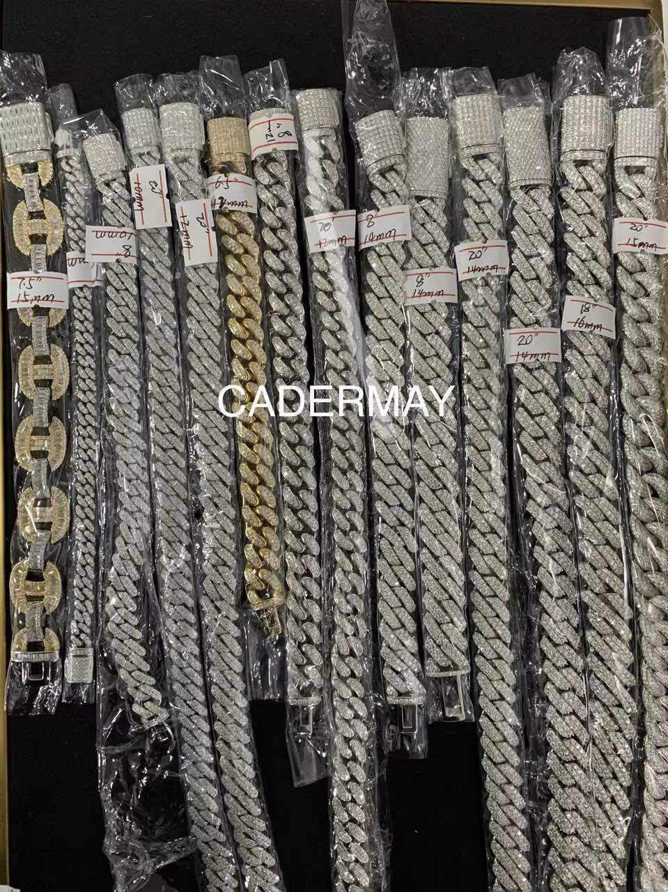 Hip Hop Jewelry in Stock 8mm 10mm 12mm 14mm 16mm 20mm Iced Out 2 Rows Miami Cuban Necklace 925Sliver Moissanite Cuban Link Chain
