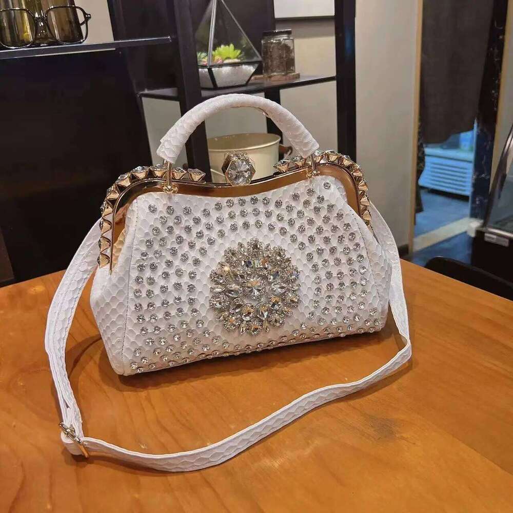 New Rhinestones Top-handle Bags For PU Leather Handbags Women Frame Designer Ladies Crossbody Bag Sac A Main