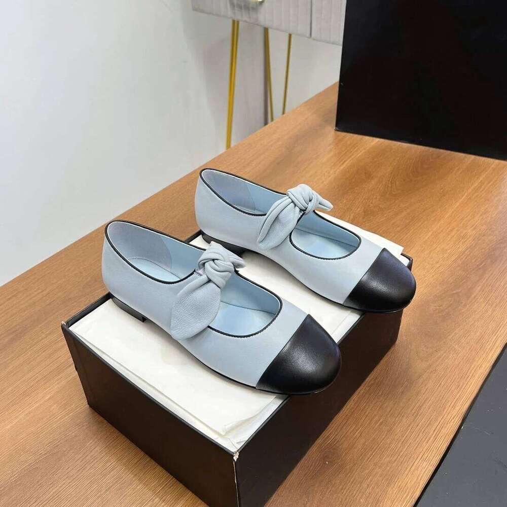 New Women Size35-41 Genuine Leather Ballet Flats Butterfly Knot Round Toes Mixed Colors Designer Shoes Zapatillas De Mujer b73