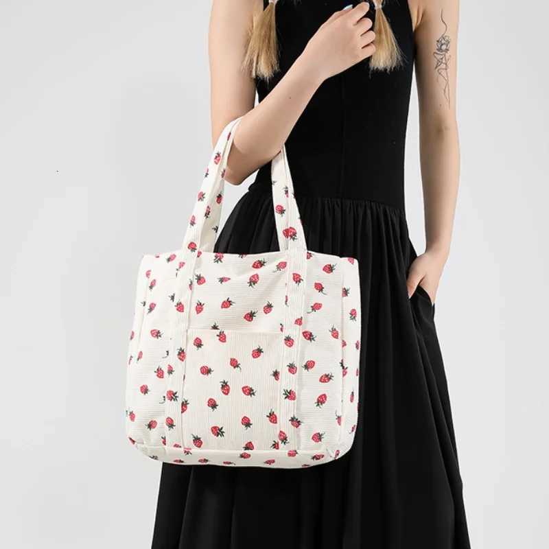 Corduroy Handbag Women Fashionable Shoulder Bag Large Capacity Casual Beach Tote Simple Commuter Work Bag Stylish Spacious Purse Y250730