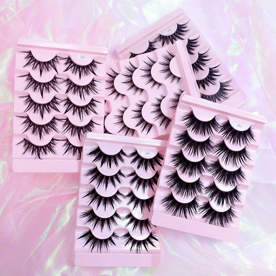Red Siren Eyelashes Makeup 5 Pairs Soft Natural Mink Lashes Korean Fashion Manga Lashes Z250730