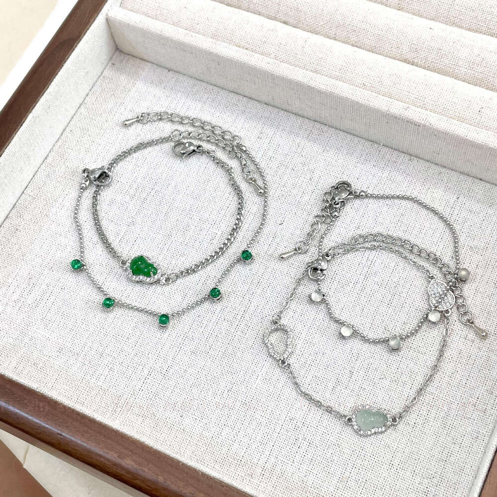 Wealth and Prosperity New Chinese Style Natural Jade Gourd Adjustable Lucky Bracelet Jewelry b5d