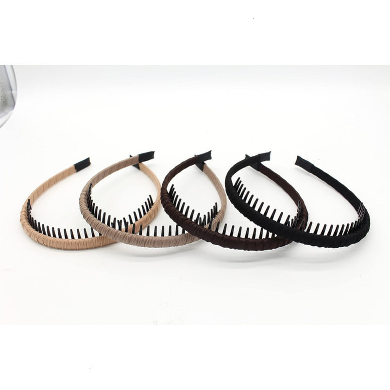 JOBAND 4pcs Hairbands for Women, Non-Slip Zig Zag Headbands, Adjustable Teeth Comb Hair Hoop, Daily Use, Yoga, Spa, Parties, Resin Cotton Blend