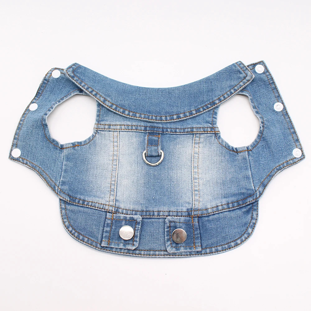 Thin Pet Dog Jeans Jacket Puppy Denim Clothes with Dog Leash Traction Buckle Cool Harness Vest for Small Medium Dogs 250729
