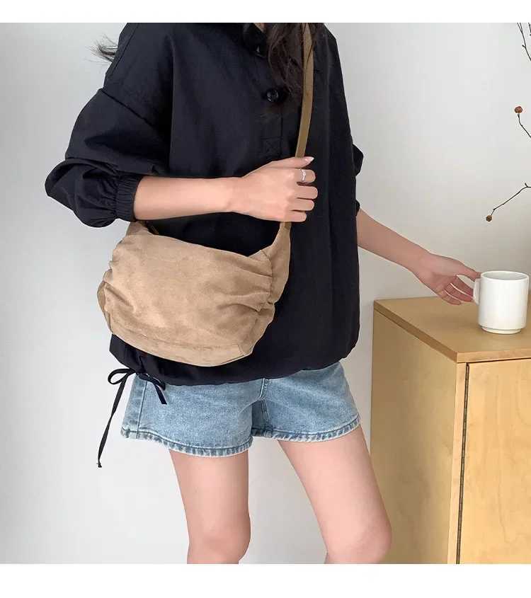 Scrub Leather women Axillary bags design ladies handbag female hobos Shoulder Crossbody bag Faux Suede tote bolsa brown Y250730