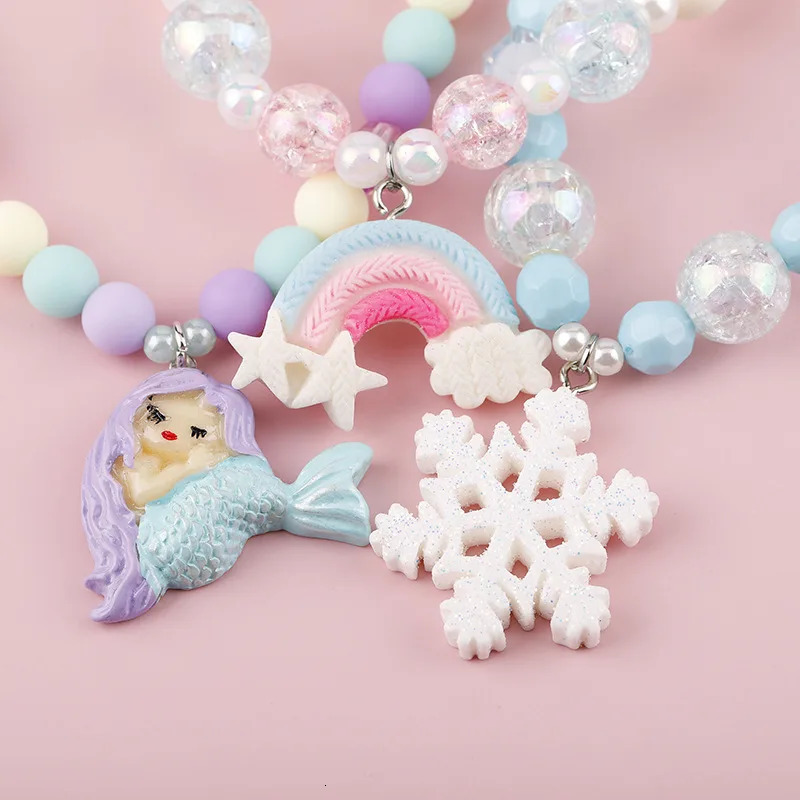 Makersland Kids Necklaces for Girls Ice Cream Pendant Beaded Resin Necklace Candy Color Cartoon Cute Jewelry Christmas Presents 250729