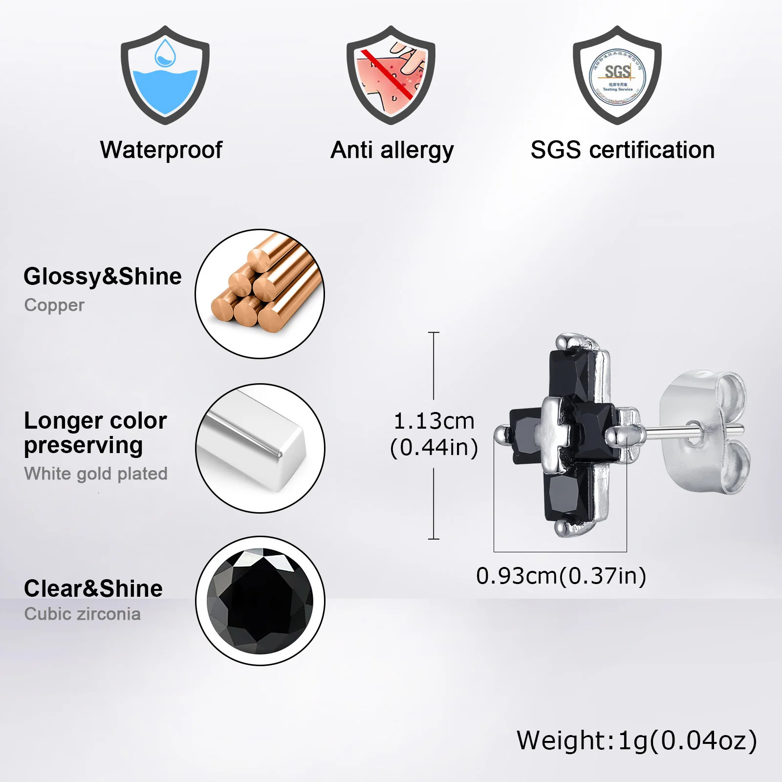 Vnox Personality Zircon Cross Earrings for Men Women Double Cross Stud Earrings Unisex Faith Creative Fashion Jewelry 250729