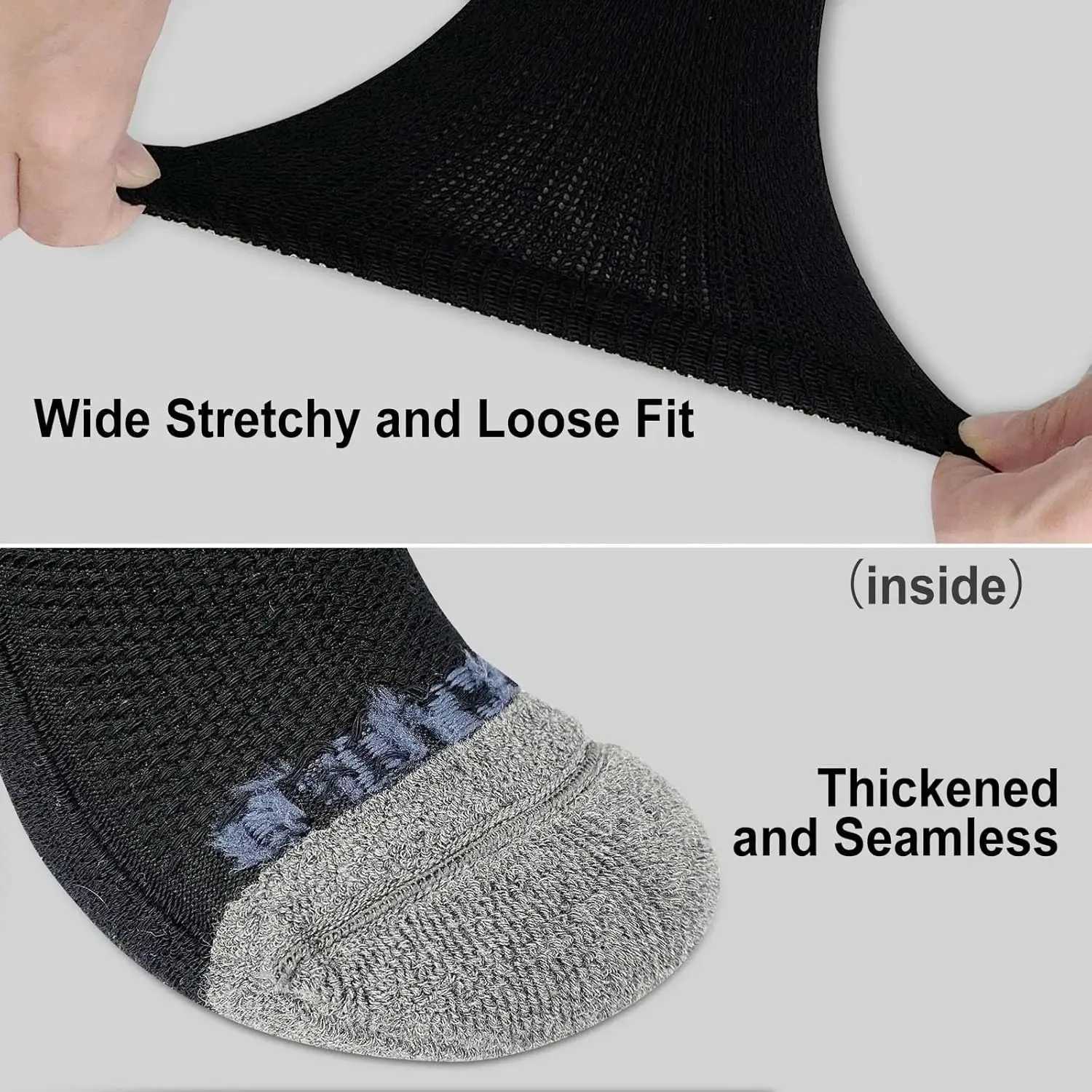 4 Pairs Diabetic Non-Binding Socks for Men and Women Loose Fitting Cotton Wide Top Socks Breathable Moisture Wicking Z250731