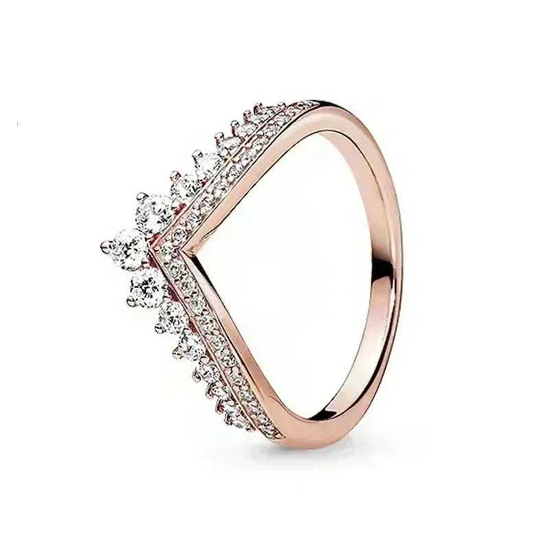 925 Sterling Silver Sparkling Exquisite Crown Heart-Shaped Square Diamond Ring Ladies Valentines Charm Jewelry y250730