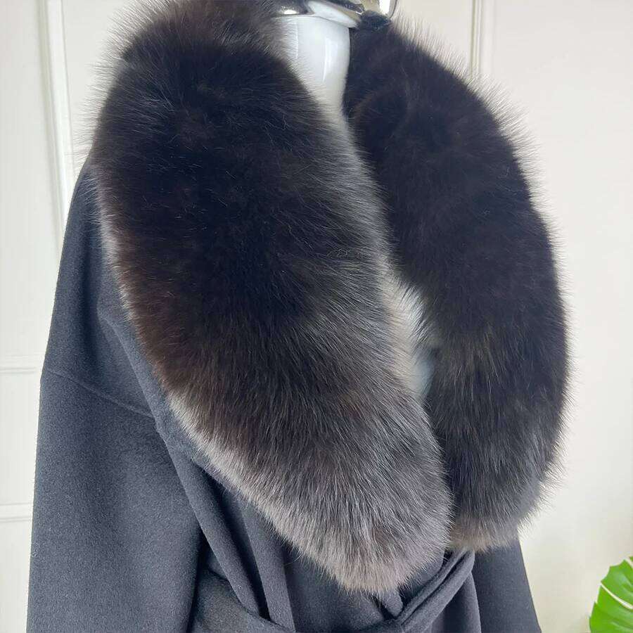 Designer Clothing Real Women Long Cashmere Coat Natural Fox Fur Coats Autumn Winter New Women's Wear Fashion