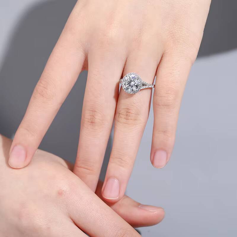 3ct 9mm Moissanite Ring Jewelry 925 Sterling Silver Moissanite Engagement Ring Pure Silver White Gold Plated Rings for Women