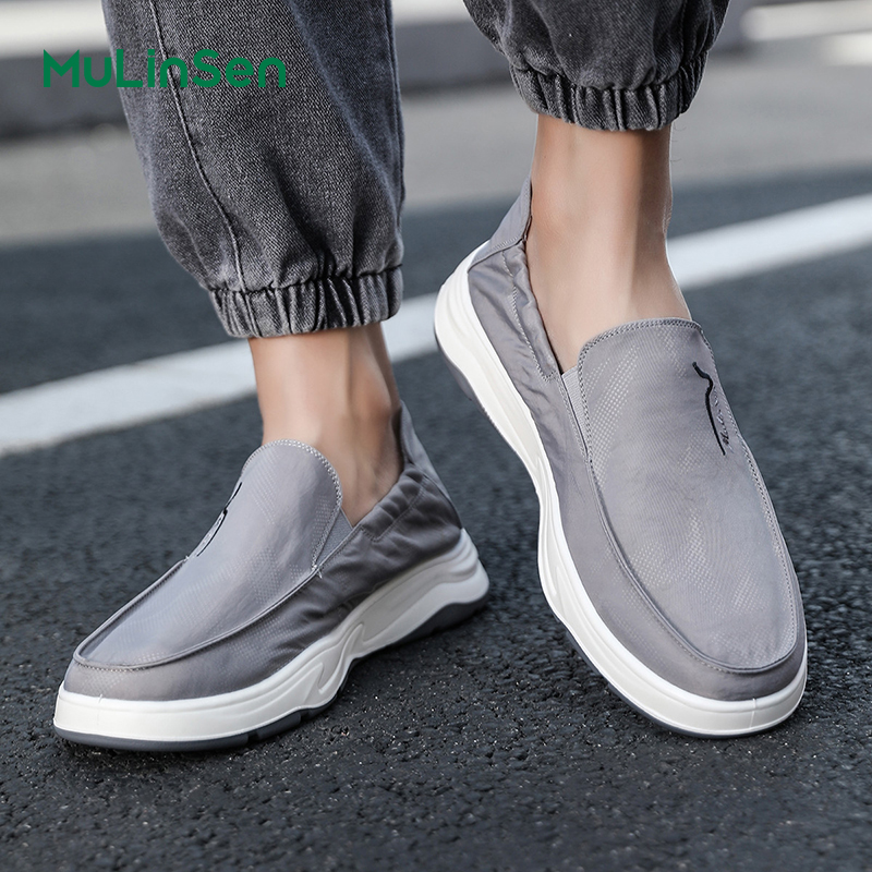 Mulinsen men's shoes summer breathable high-end ice silk cloth shoes men's lazy slip-on men's walking casual shoes