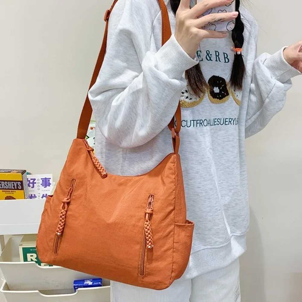 Solid Color Oxford Cloth Crossbody Bag Korean Style Multi-Pocket Single Shoulder Bag Adjustable Straps Large Capacity Y250730