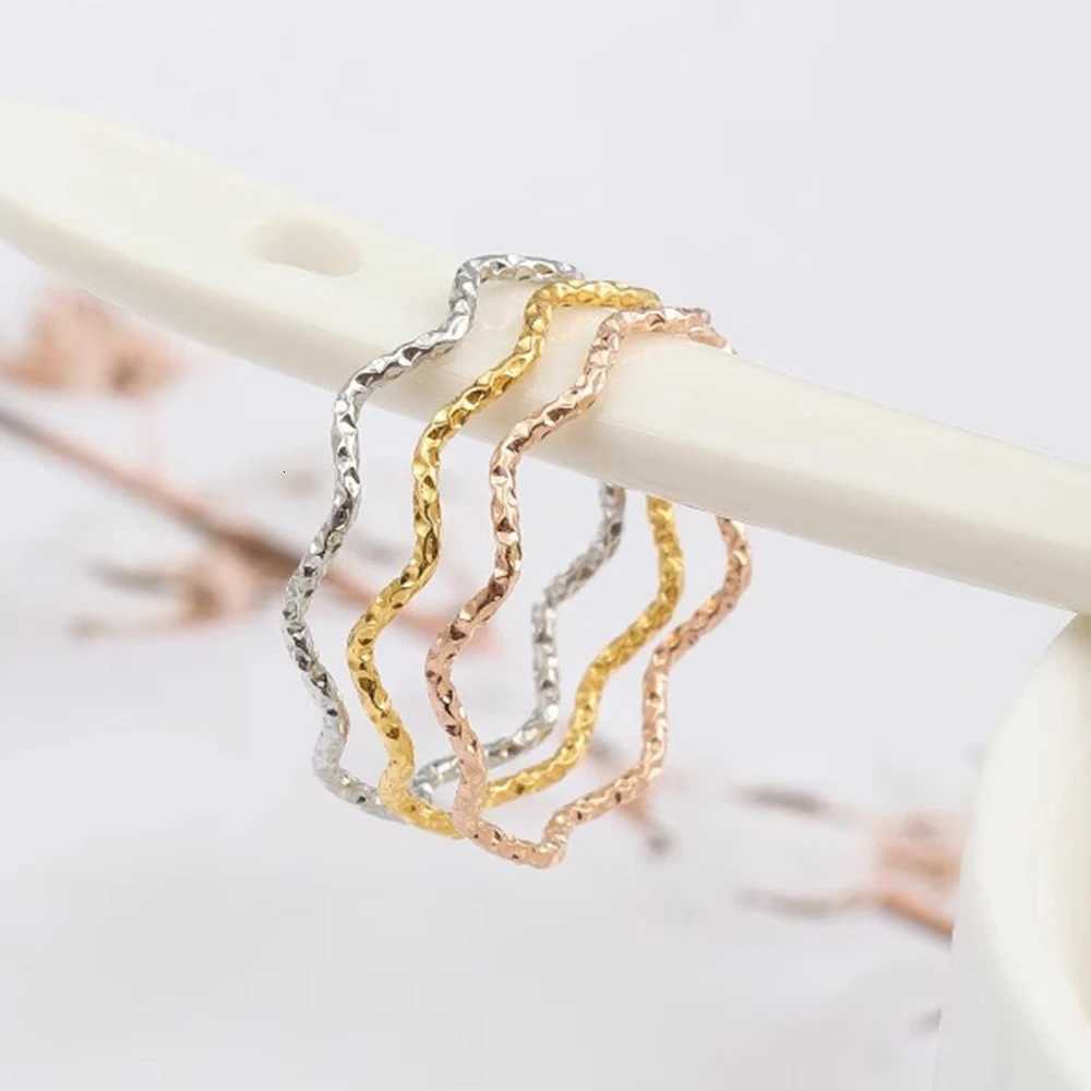 Fashion Retro Stainless Steel Wave Design Knuckle Rings for Women Rose Gold Color Simple Girl Gift Size 5-10 1mm Thin Ring y250730
