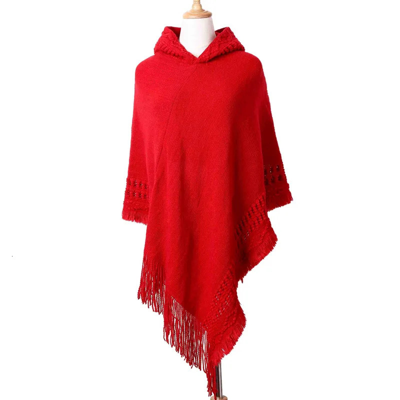 Women Ladies Tassel Cape Coat Fringe Poncho Oblique Stripe Bohemian Shawl Scarf 250731