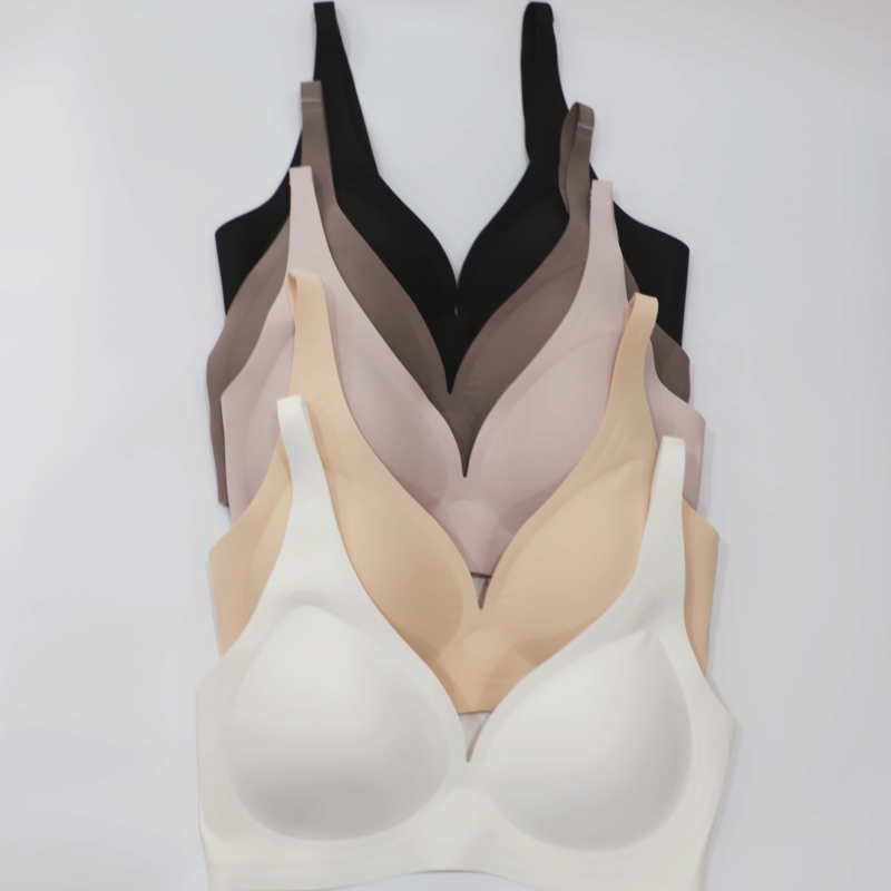 Nylon Jelly-Bonded Seamless Wirefree bra for Women, adjustable Straps Elasticity Lady Eveyday Wirfess pLus up plus Size bra