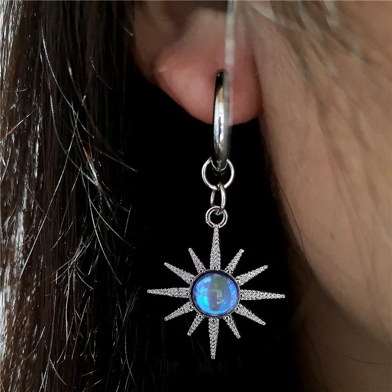 Moonlight Stone Sun Drop Earrings For Men Women Gothic Punk Vintage Y2K Cool Goth Grunge Jewelry Accessories Fashion 250730