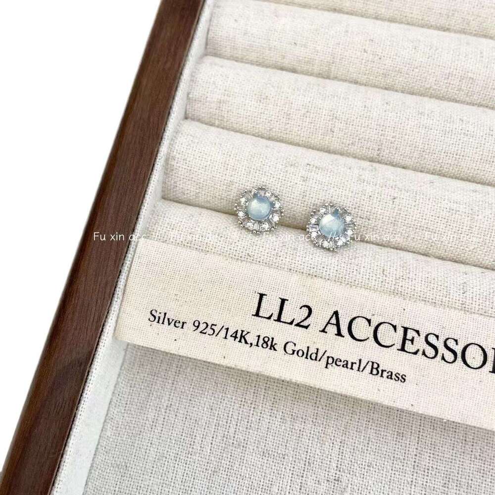 Gentle Lady Natural Jadeite Blue Green Tone High-end Personality Square Round Snowflake Shape Versatile Earrings for Women 7d7