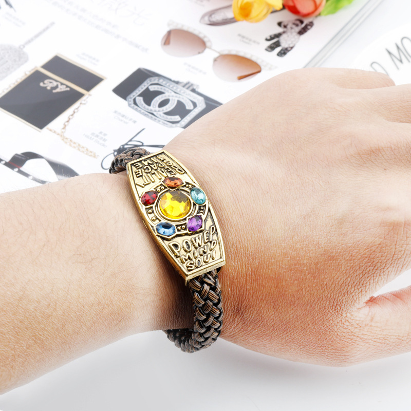 2025 Wish Hot Sale Avengers 3 Thanos Bracelet Madam Leather Rope Woven Bracelet Designer Bracelet In Stock Wholesale