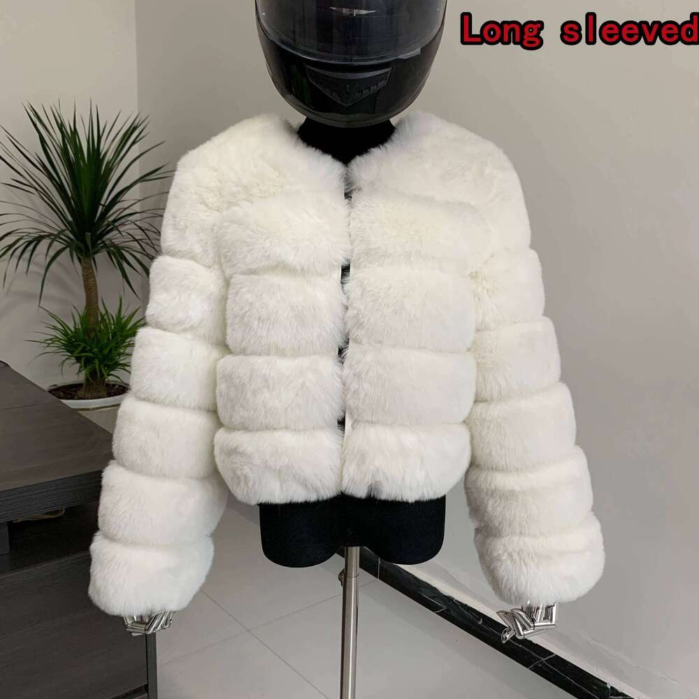 LHXDW Winter women faux fur coat new Fox fur coat short Fake fur jacket furry fluffy jacket luxury