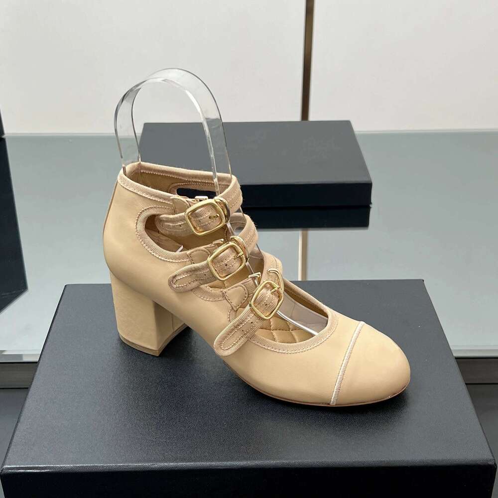New Women Size35-41 Genuine Leather Pumps Mary Janes High Heels Mixed Colors Round-Toes Designer Shoes Zapatillas De Mujer 48d
