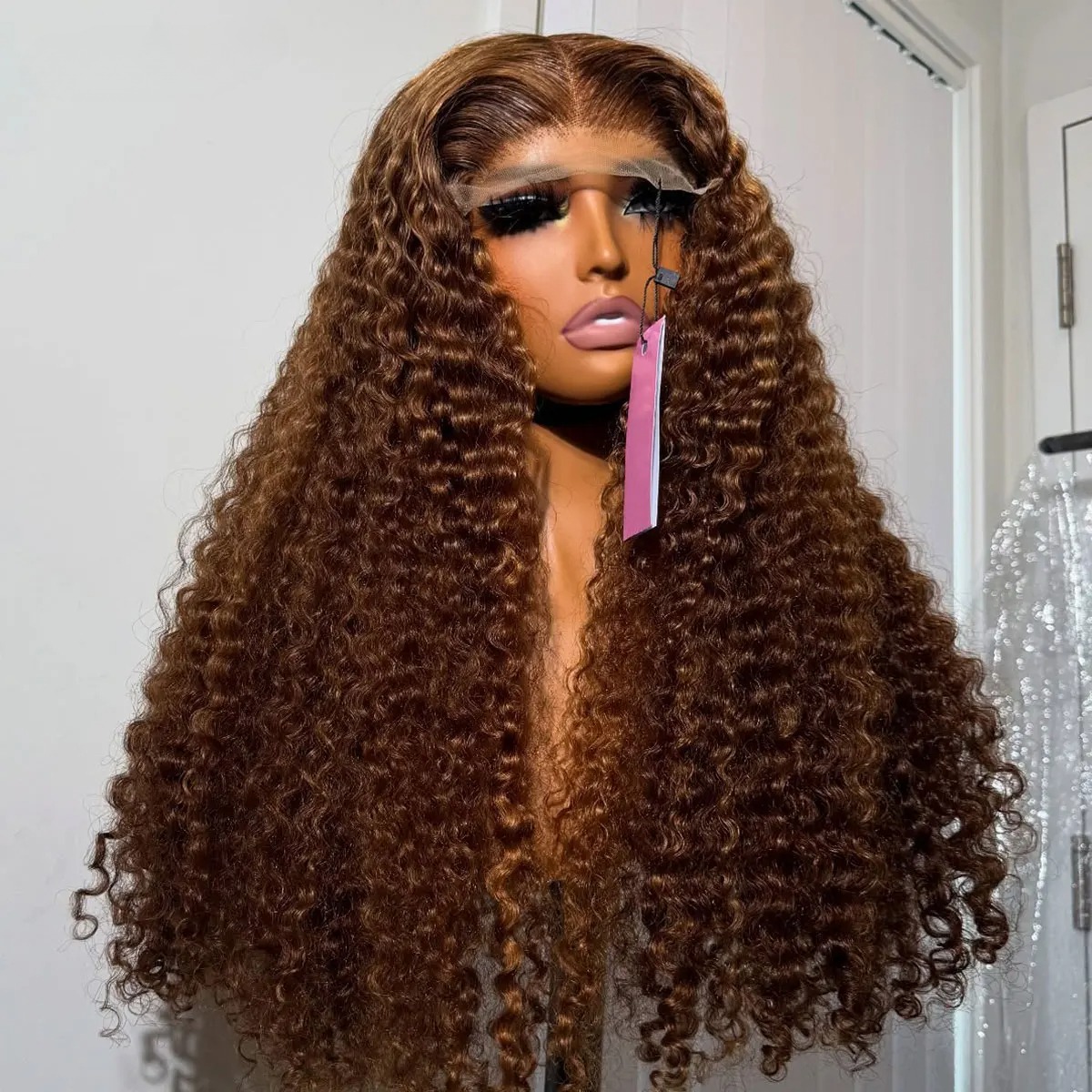 Chocolate Brown Deep Wave 13x6 HD Lace Front Wig 300 Density 13x4 360 Lace Frontal Wig Curly Human Hair Pre Plucked Glueless Wig Synthetic