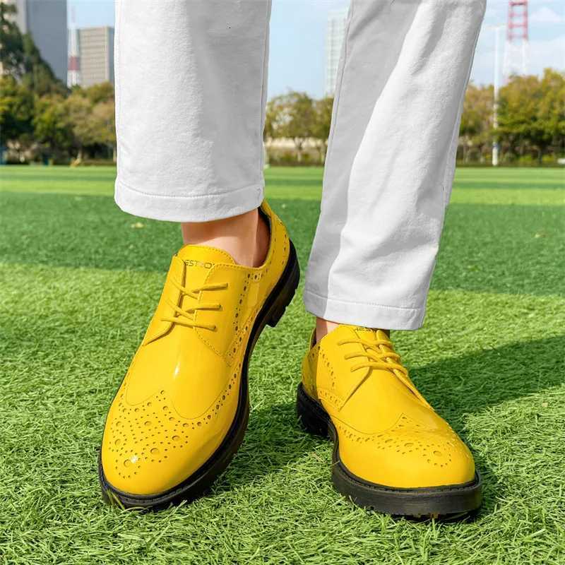 Shiny Leather Mens Golf Shoes High Quality Platform Golfers Shoes Men Waterproof Golf Sport Shoes Men Trainers Large Size 48 4 Y250731