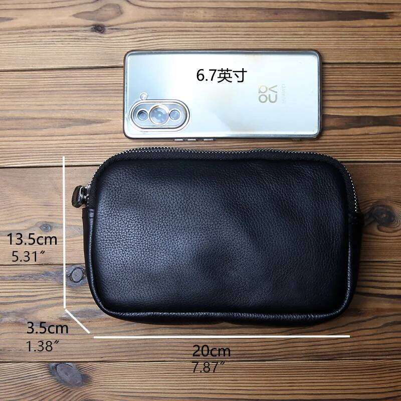 NZPJ Genuine Leather Men's Chest Natural Cowhide Crossbody Casual Shoulder Bag, Sports Multifunctional Phone Waist Bag