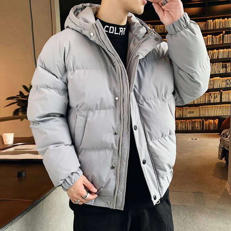 Casual 2025 Autumn Winter Men's Warm Hooded Cotton Padded Jackets Solid Color Thick Parka Outwear Windproof WADDED Coat Clothing MDNG